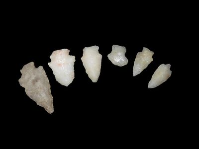 Lot of 6 Quartz Arrowheads, Charles County, Missouri