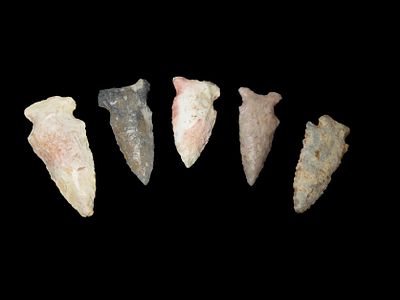 Lot of 5 Archaic and Woodland Arrowheads