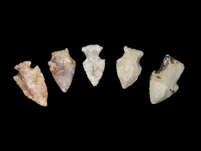 Lot of 5 Archaic and Woodland Arrowheads