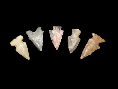 Lot of 5 Nice Archaic and Woodland Arrowheads