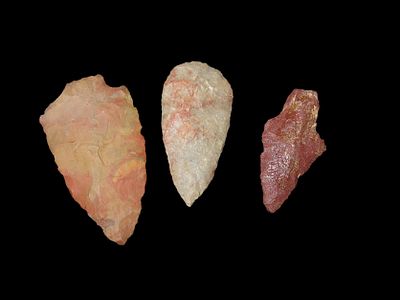 Three Nice Colorful Arrowheads of varying types from Alabama