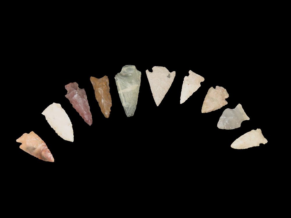 Lot of 10 Woodland and Archaic Arrowheads, Mississippi/Alabama Region