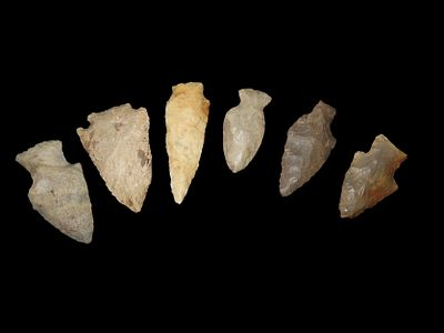 Lot of 6 Archaic and Woodland Arrowheads, Kentucky