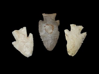Lot of Three Hardin Arrowheads, Southern Illinois