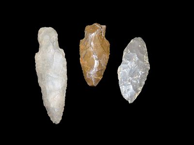 Lot of Three Woodland Arrowheads, Kentucky, Largest Measure at 3 3/8" and is an Adena Arrowhead