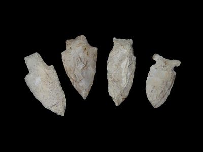 Lot of 4 Woodland and Archaic Arrowheads, Mississippi