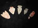 Lot of 5 Woodland and Archaic Arrowheads, Mississippi/Alabama, One is brokenImage - 1