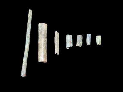 Lot of 7 Copper Trade Beads, Identification Reference Indian Trade Relics by Lar Hothem