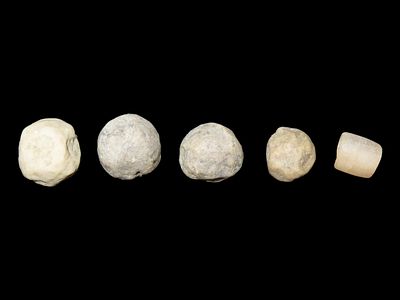 Lot of Clay Marbles and One Bead