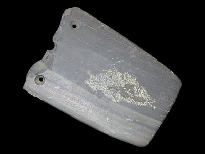 2" Piece of a Slate Gorget, Ex. Herbert Mangold Collection