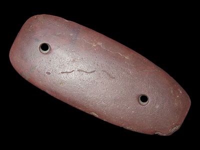 4 1/2" x 1 7/8" Gorget made of Colorful Red Slate, Motley / Leithoff COA, Found in Northwest 