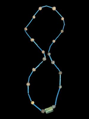 29" Ancient Antique Egyptian Mummy Beads and Amulet. Faience and Pottery