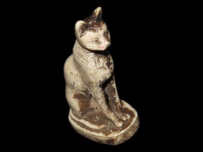 2 7/8 Ancient Egyptian Coddess Bastet Cat Amulet. Made of Limestone