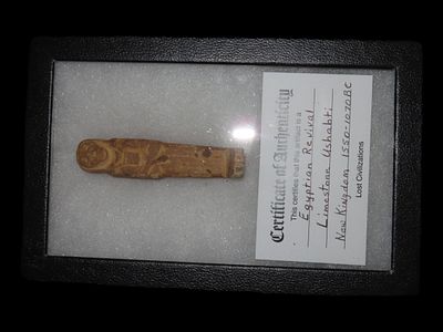 3 1/8" Egyptian Revival Ushabti. Limestone. New Kingdom. 1550 - 1070 BC