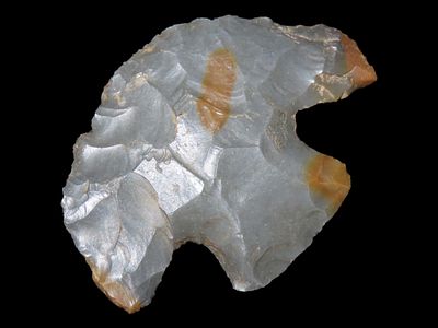 1 1/8" x 1 1/2" x 5'16" Scraper - Snyder. Dark Gray with Orange Spots. North Central Illinois
