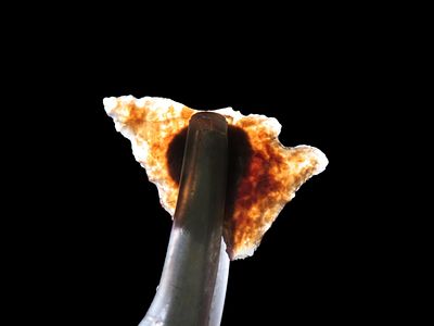 1 1/8" Agate Avonlea Type, Found on the Kolstad Ranch, South Shore of Tiber Reservoir in 1963 