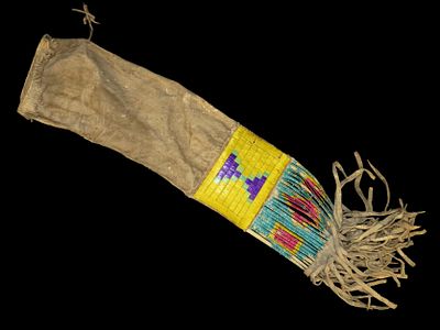 Approx. 26 1/4" x 5 1/2" Highly Decorated Native American Pipe Bag, Includes detailed beadwork 