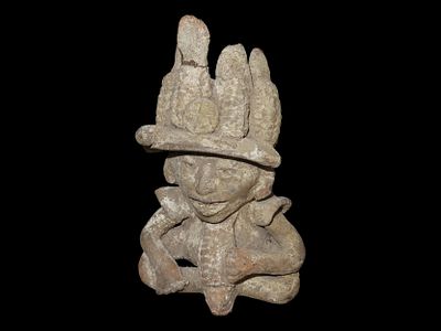 5 1/2" x 3 5/8" Pre-Columbian Corn God Pottery Vessel, Zapotec Civilization, Found in Oaxaca 