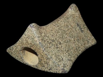 2 3/8" x 2 1/8" x 1 5/16" Horned Bannerstone, Made of Granite, Dickey COA, Found in Edgar 