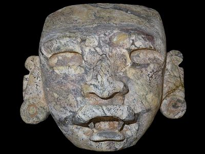 8 3/4" x 7 3/4" Large Pre-Columbian Human Effigy Mask. Mexico. Comes woth a Roy Motley COA. 