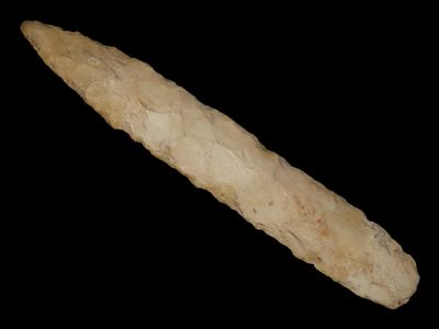 6 1/4" x 1" Lerma Knife, Found in Central Missouri, Made of River Tumbled Flint, Ex. Croasdale 