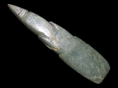3 1/4" x 13/16" Beak Bird Pendant, Found in South America, Motley COA, This Piece is Made of Jade
