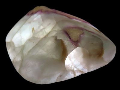1 3/4" x 1 1/2" Colorful Fluorspar Bannerstone. Preble Co. Ohio. Ex Max Schumm, Ex Norm Dunn. 