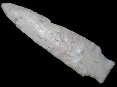 5 3/8" x 1 7/16" Benton, Dickey COA, Found in New Madrid Co. Missouri, Made of Burlington Chert