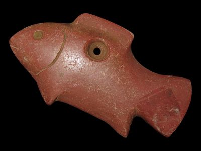 3 11/16" x 1 15/16" Catlinite Fish Effigy Pendant, Motley / Leithoff COA, Found in Keokuk Co. Iowa