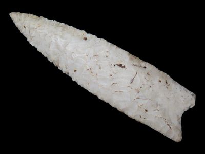 3 5/8" x 15/16" Dalton, Motley/Leithoff COA, Found in Pike Co. Illinois, Made of Burlington Chert