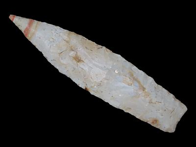 5 11/16” x 1 3/8” Sedalia, Light Gray w/ Red Chert, Benton Co., Missouri, Stermer COA