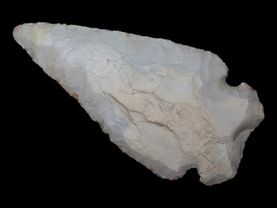 5” x 2 1/2” Archaic Notched Point, Warsaw Tabular Chert, Lee Co., Iowa, Motley COA