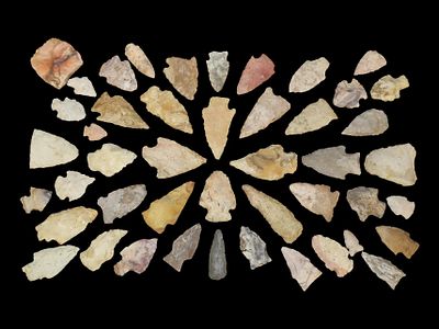 18" x 12" Frame of Native American Arrowheads
