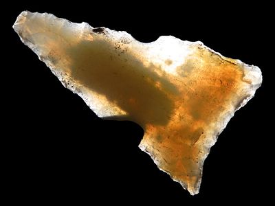 2 1/2 cm Triangular White Concave Base, South Dakota, Mobridge Rygh Site