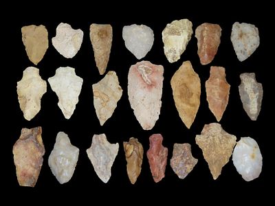 12" x 9" Frame of Native American Arrowheads