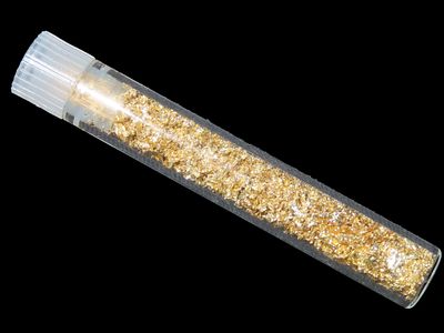 Gold Specimen Flake, Approx. 2.4 Grams Including the Vial