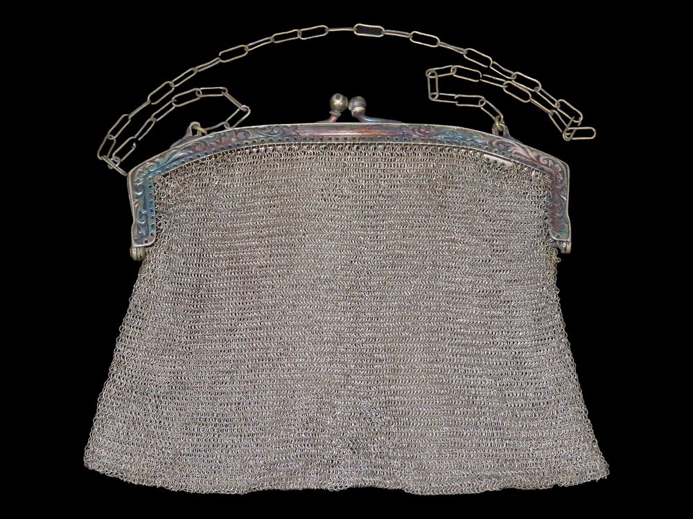 Antique Victorian German Silver Chatelaine Purse, 1860-1900