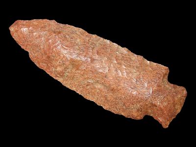 3” Flint Creek Point, Red Chert, Late Archaic/Early Woodland, 5000-2000 BC, Ex. Jim Lee 