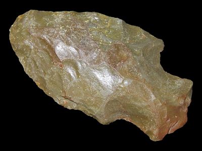 2 1/8” Broad-Bladed Stemmed Knife/Point, Dark Gray Payne Chert, Late Archaic, 4000-2500 BC 