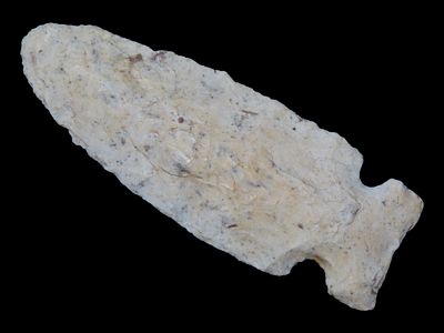 2 3/8” Godar Point, White Chert, Early Woodland, 3000-2000 BC, Ex. Steve McCabe Collection