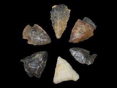 Group of 6 Arrowheads, Woodland & Archaic