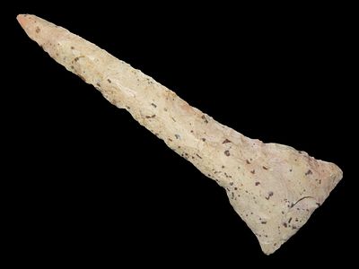 3 7/8” x 1 3/16” Drill, Burlington Chert, Boone Co., Missouri, Ex. Tommy Remington Collection 