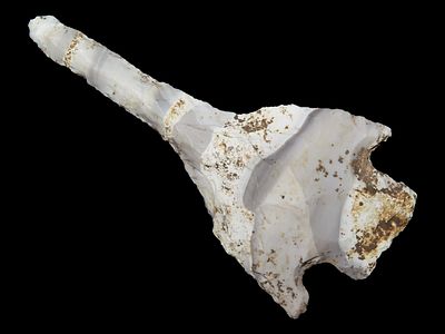 3 9/16” x 1 3/4” Smith Drill, Mozarkite/Jeff City Chert, Miller Co., Missouri, Ex. Tommy 