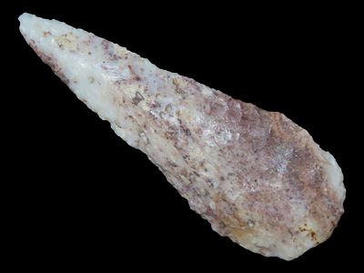 4 11/16” x 1 11/16” Semi-Translucent Stanfield, Made of Purple Avon Chert, Adams Co., Illinois 