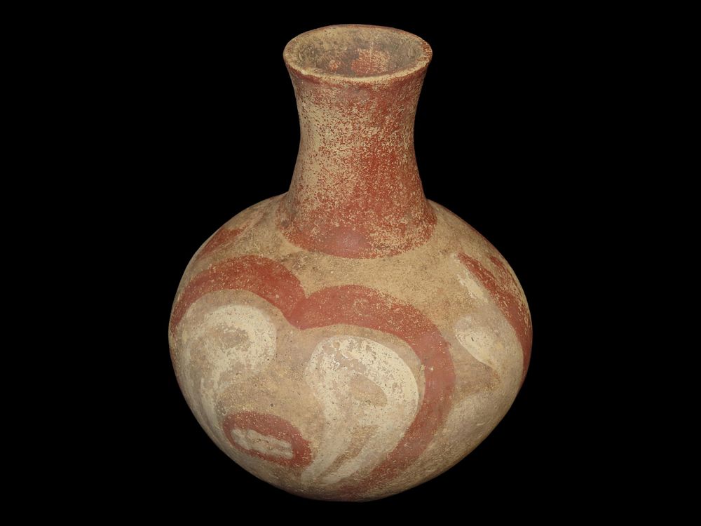 8” x 3” Monster Face Bottle with Mace Motif, Found in Lee Co., Arkansas by Bill Rowlett, Ex. 