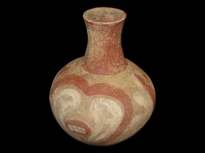 8” x 3” Monster Face Bottle with Mace Motif, Found in Lee Co., Arkansas by Bill Rowlett, Ex. 