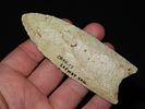 4 1/16” x 1 3/8” Paleo Fluted Clovis, Burlington Chert, Illinois, Ex. Charles Shewey, Jim Image - 1