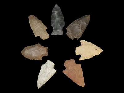 Grouping of 7 Arrowheads, Woodland, Ohio