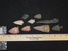 Grouping of 9 Arrowheads, Archaic/Woodland Pts. and Historic Item, OhioImage - 1
