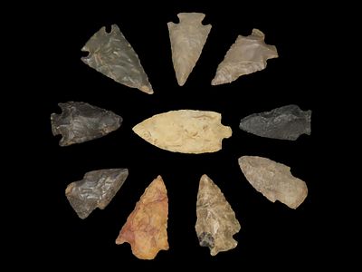 Grouping of 10 Arrowheads, Woodland Pts., Mississippi